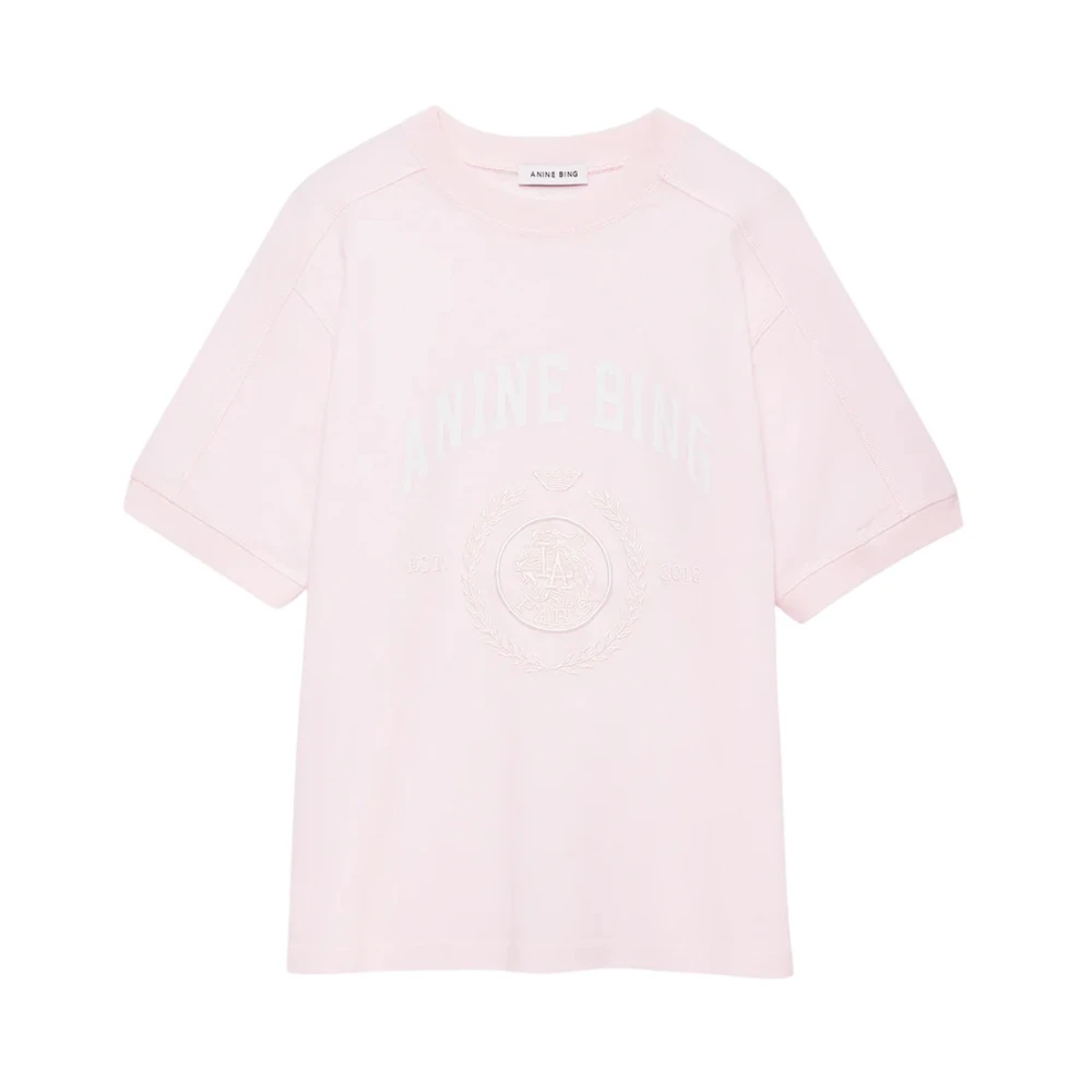 Anine Bing Women's Pink T-Shirts, Xs, Jaylin Tee Collegiate