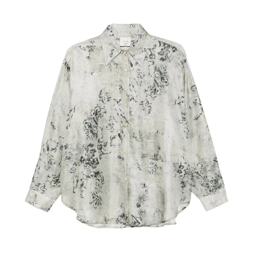 Alysi Vrouw Multicolor Overhemden Dames, Veelkleurig, M, Bloemenprint Blouse Met Knopen