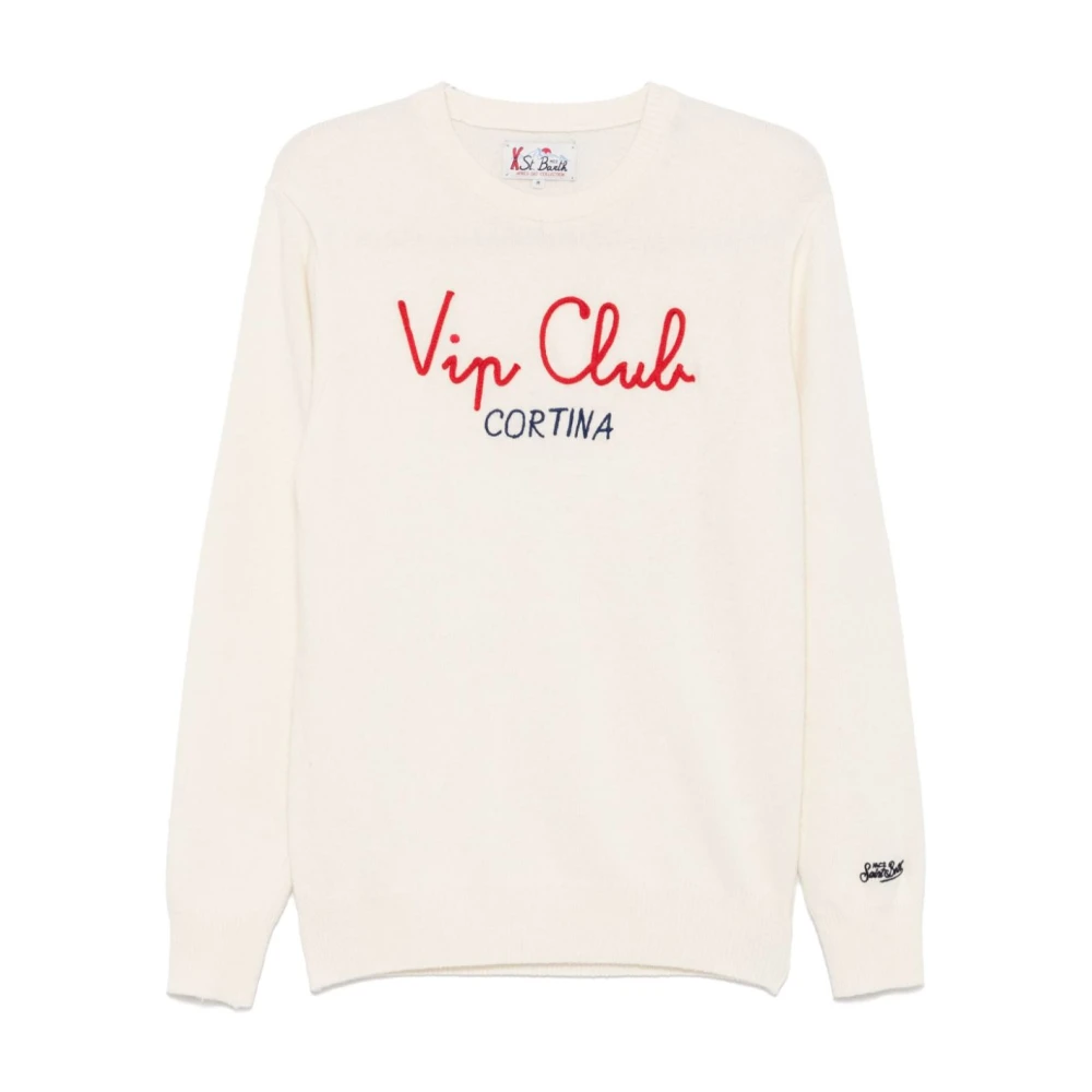 MC2 Saint Barth Vit Stickad Crew Neck Tröja White, Herr