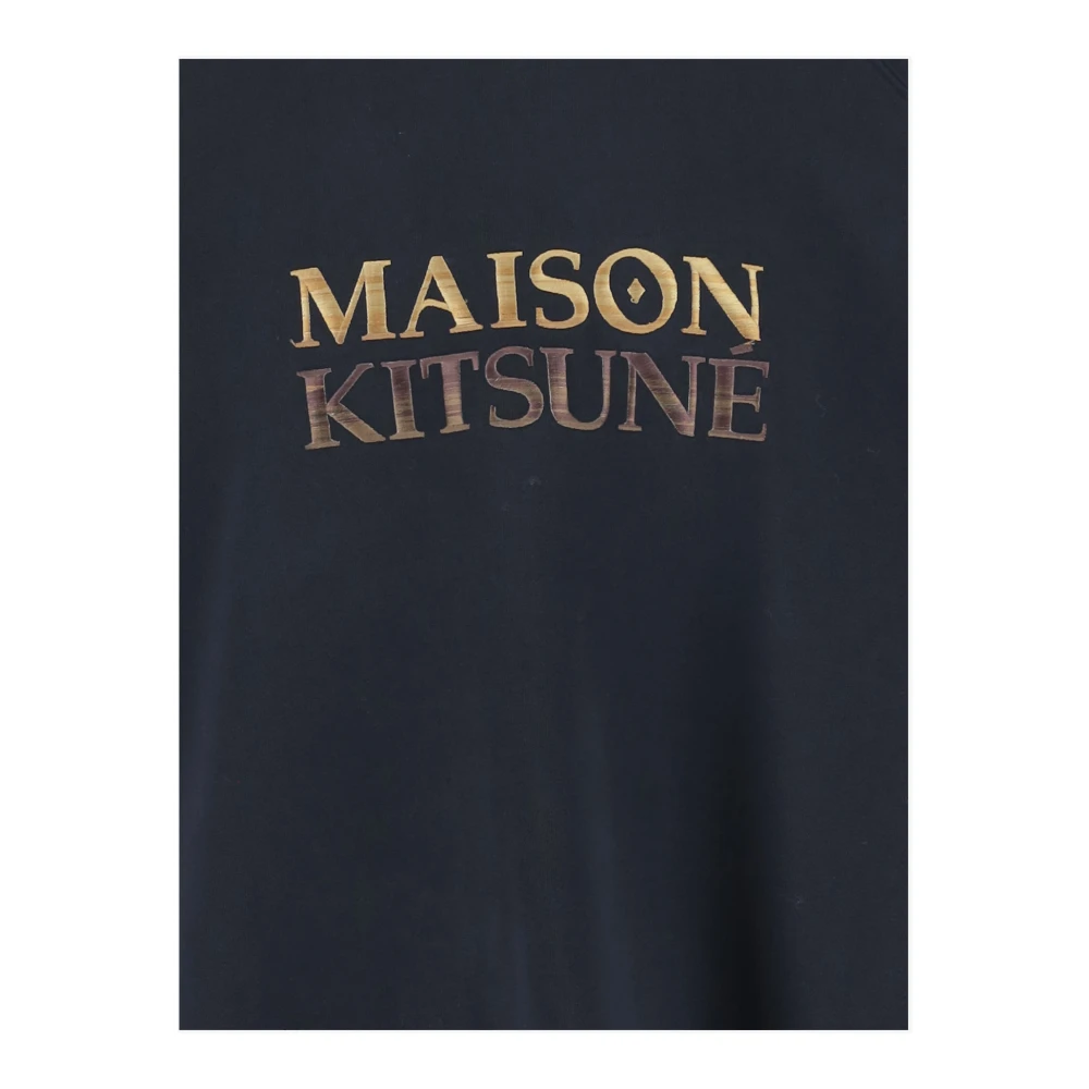 Maison Kitsuné Geborduurd Logo Katoenen Sweatshirt Navy Blue Heren