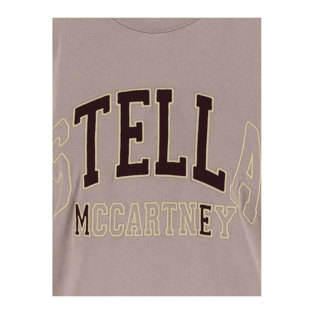 Stella Mccartney Katoen Logo Crew Neck T-shirt Beige Dames