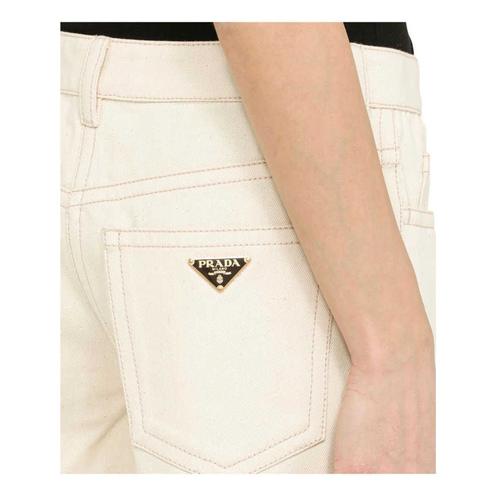 Prada Straight Leg Katoenen Broek Beige Heren