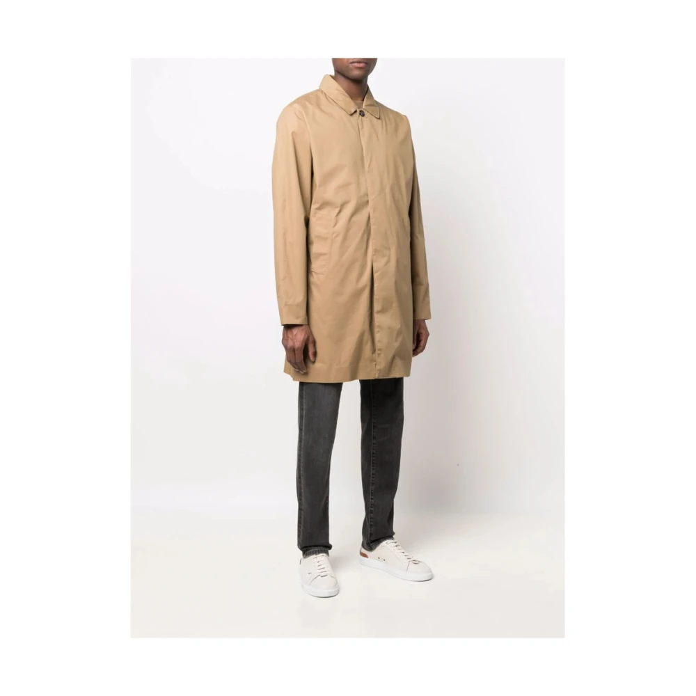 Barbour Klassieke Katoenen Jas met Verborgen Knopen Beige Heren