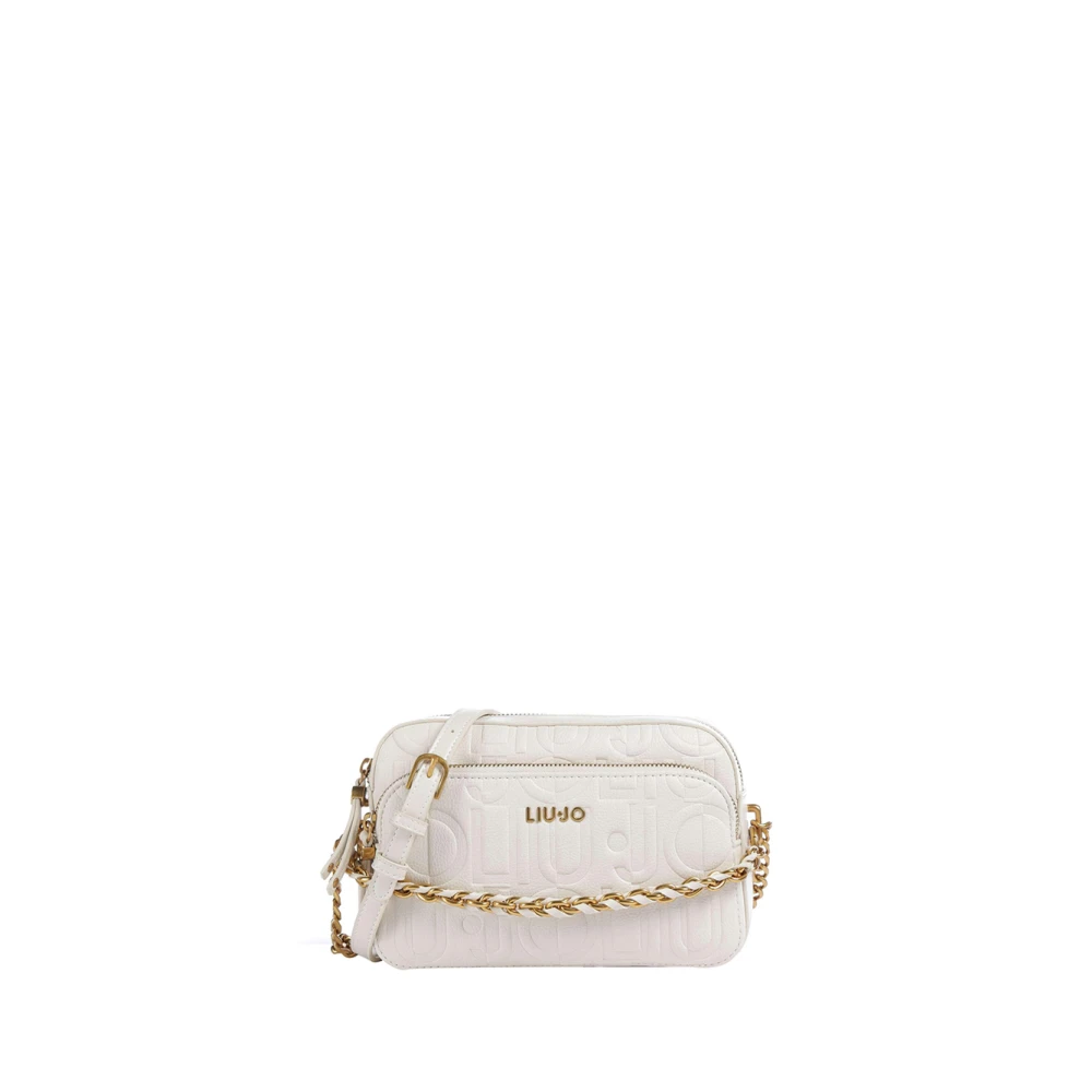 Liu Jo Elegante Ivoor Schoudertas met Gouden Details Beige Dames