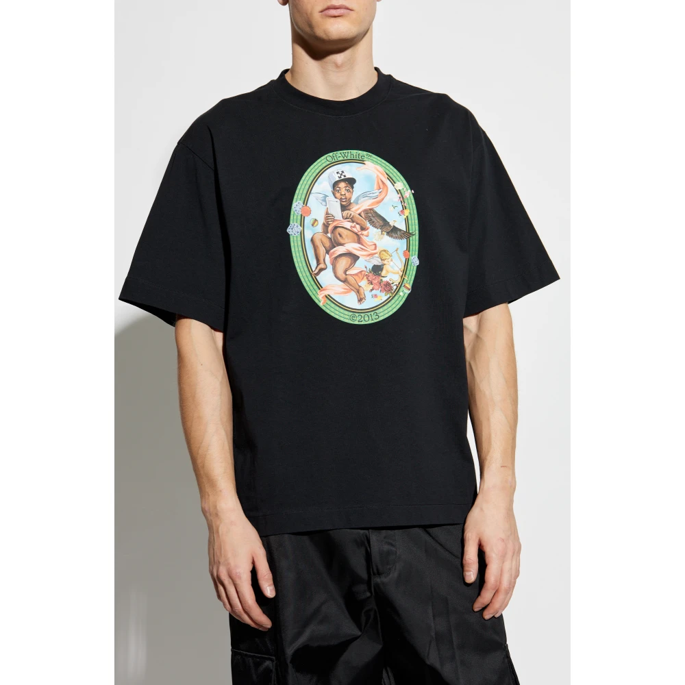 Off White Bedrukt T-shirt Black Heren
