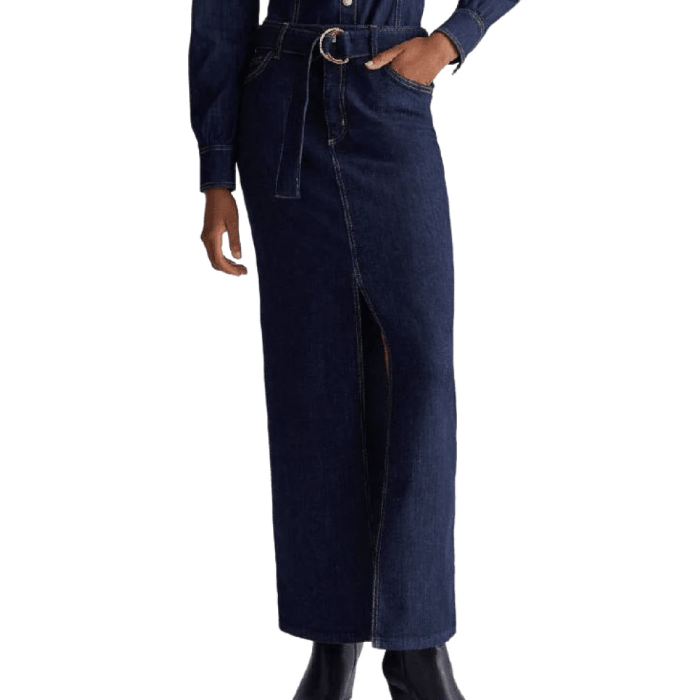Liu Jo Lange Denim Rok Cult Gewassen Donker Blue Dames