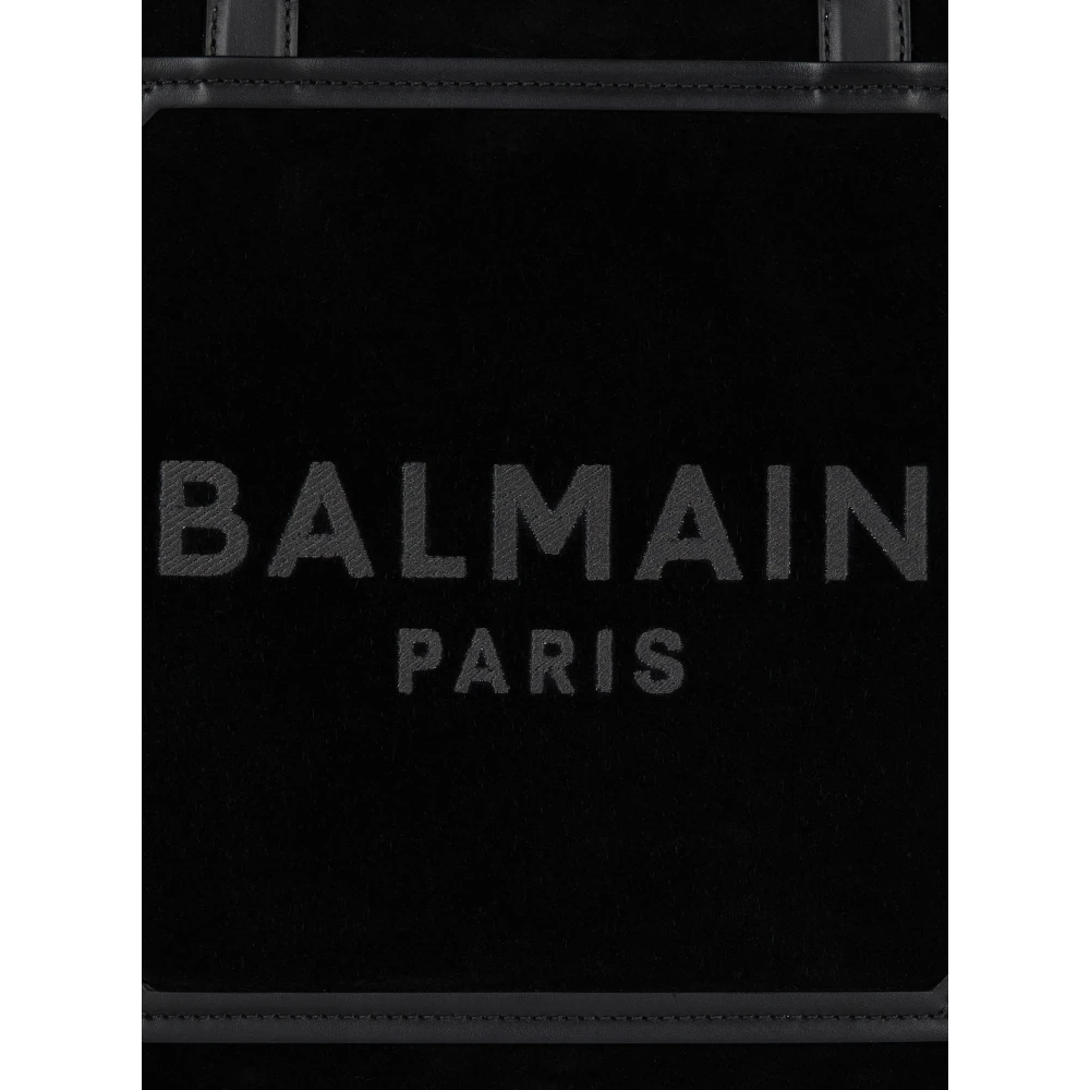 Balmain Middelgrote suède B-Leger tote tas Black Dames