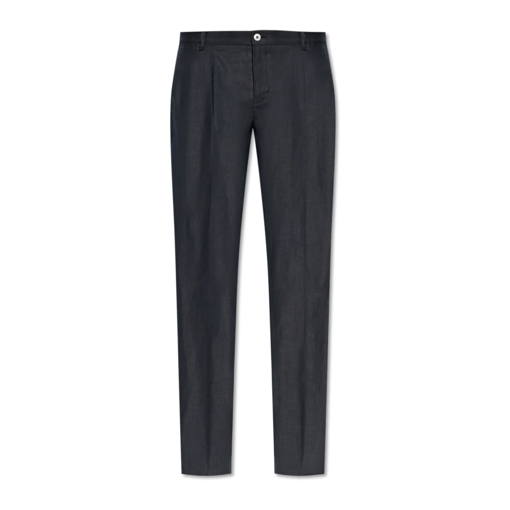 Dolce & Gabbana Linnen geplooide broek Blue Heren