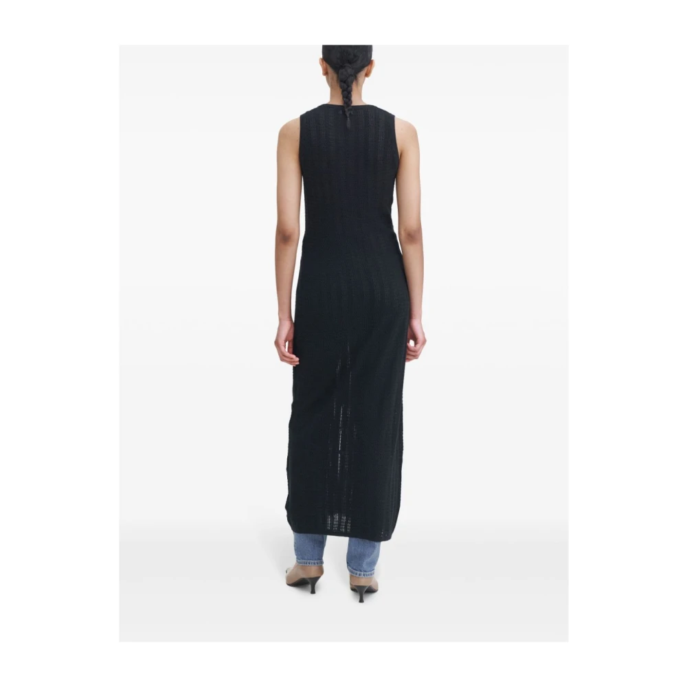 Filippa K Zwarte Gebreide V-Hals Jurk Black Dames
