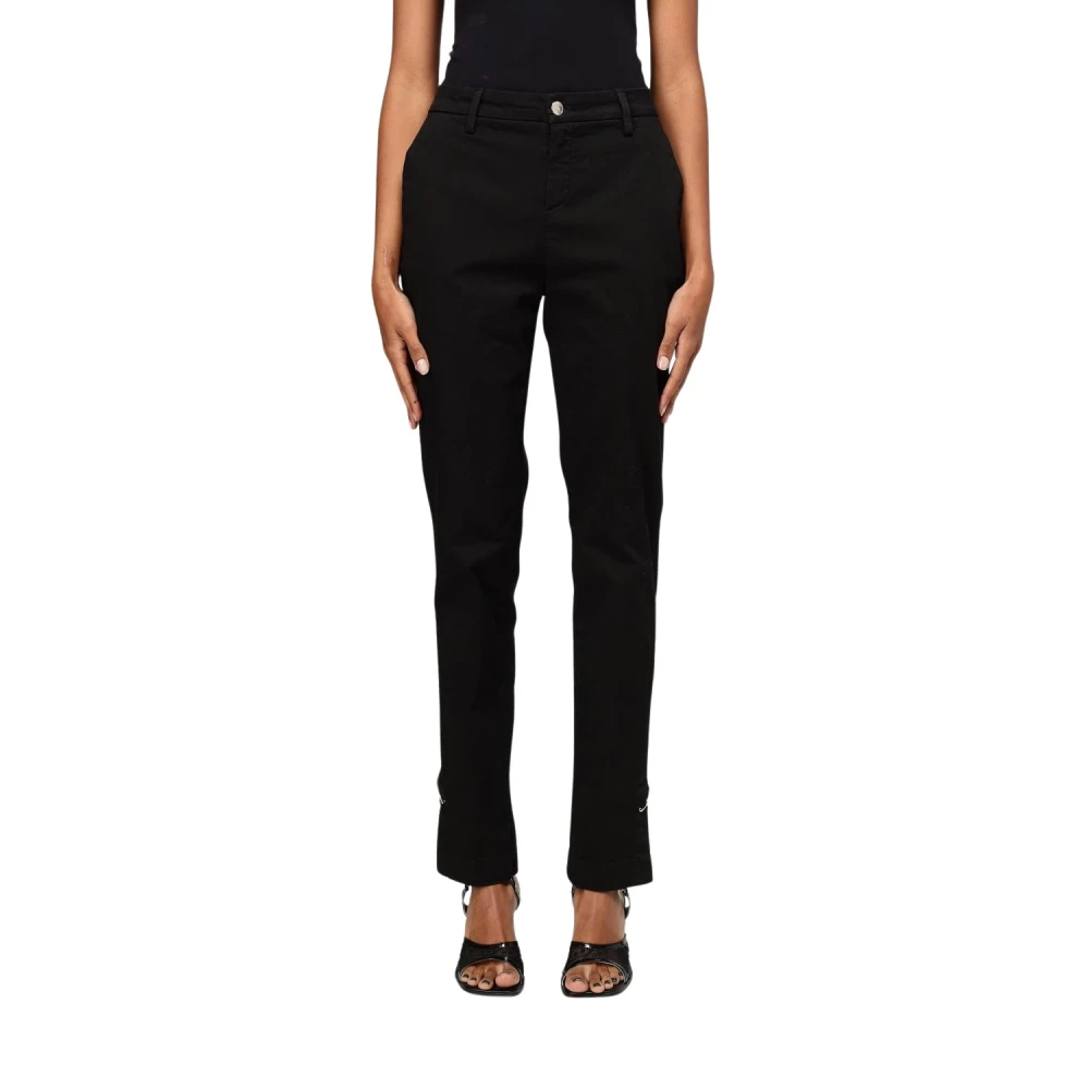 Liu Jo Katoenen satijnen chino broek Black Dames