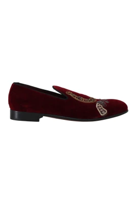Sammet Loafers med Pistol Broderi