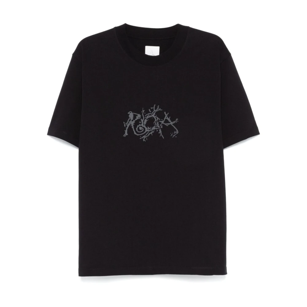 ROA Zwart Katoenen Jersey Logo Print T-shirt Black Heren