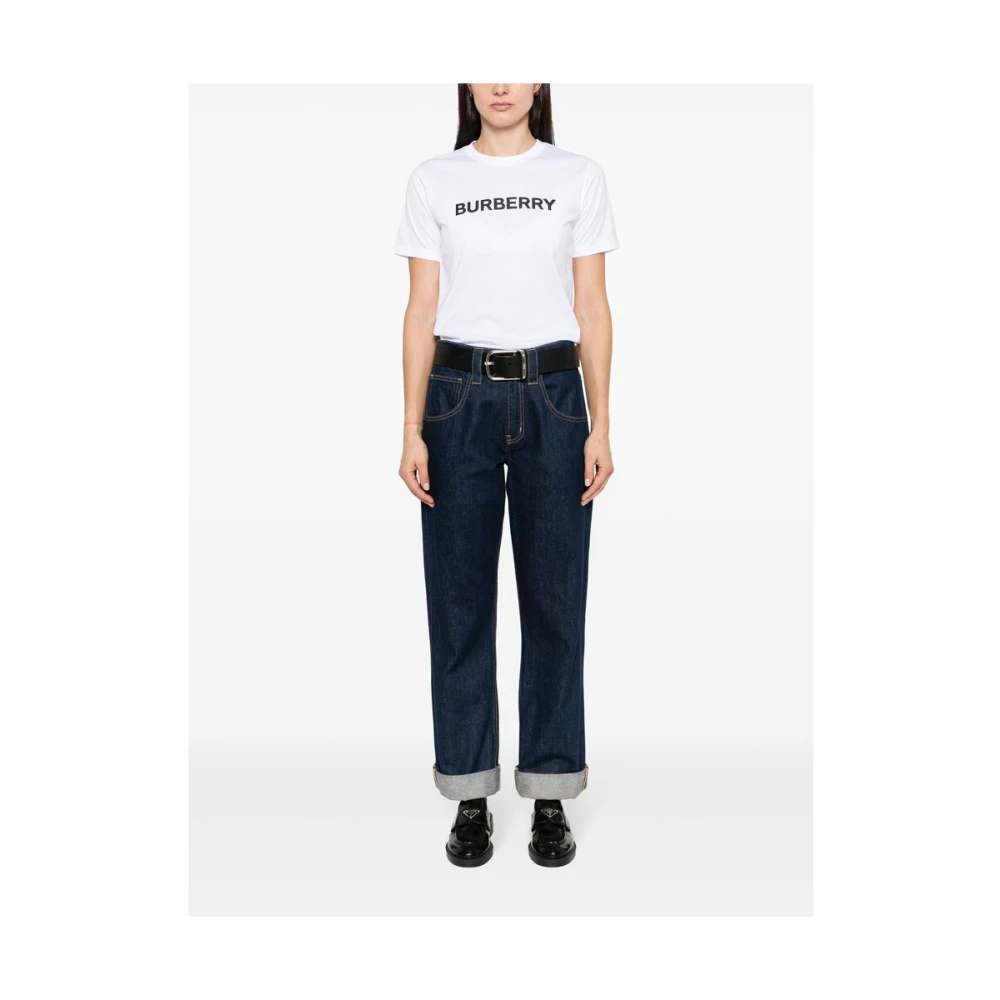 Burberry Logo Print Crew Neck T-shirt White Dames