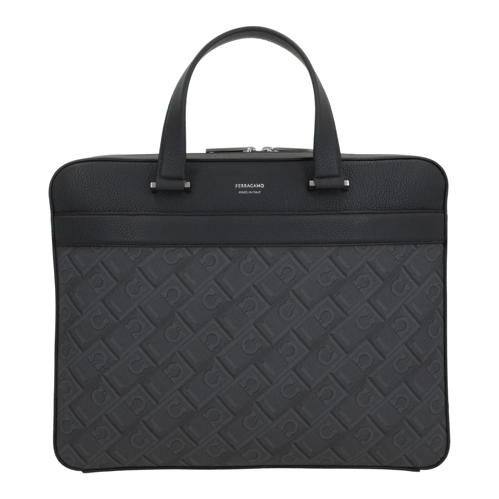 Salvatore Ferragamo Monogram Business Tas Zwart Black Heren