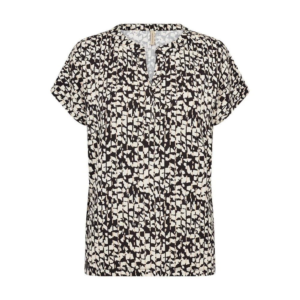 Soyaconcept Geometrische Print V-Hals Shirt Black Dames