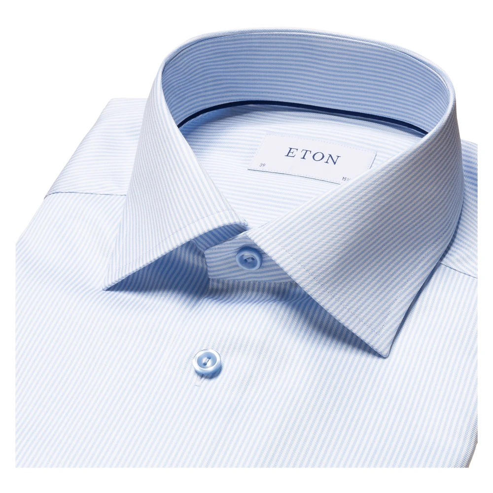 Eton Gestreept katoen-lyocell stretch overhemd White Heren