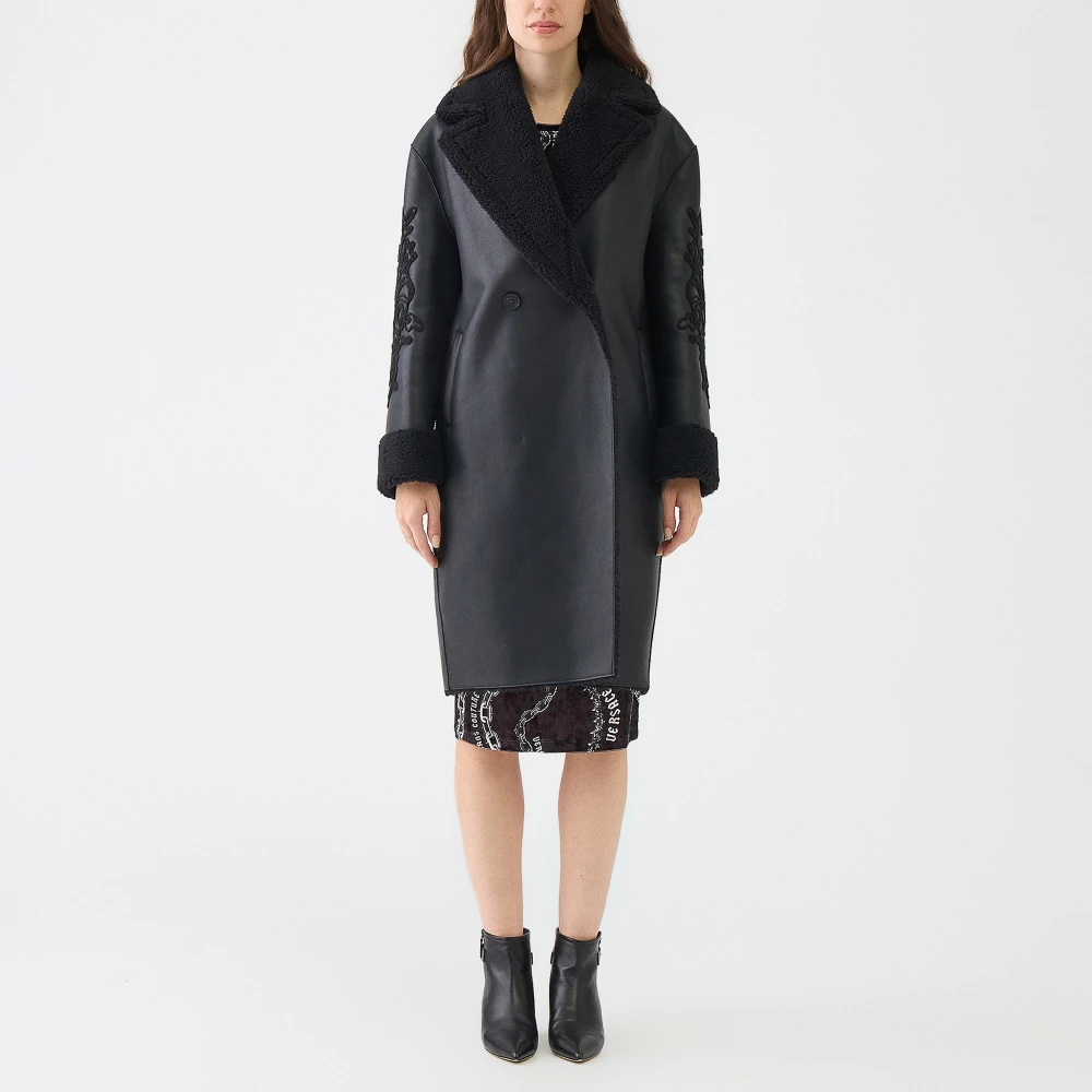 Ermanno Scervino Zwarte Geborduurde Jas Dubbel-Breasted Stijl Black Dames