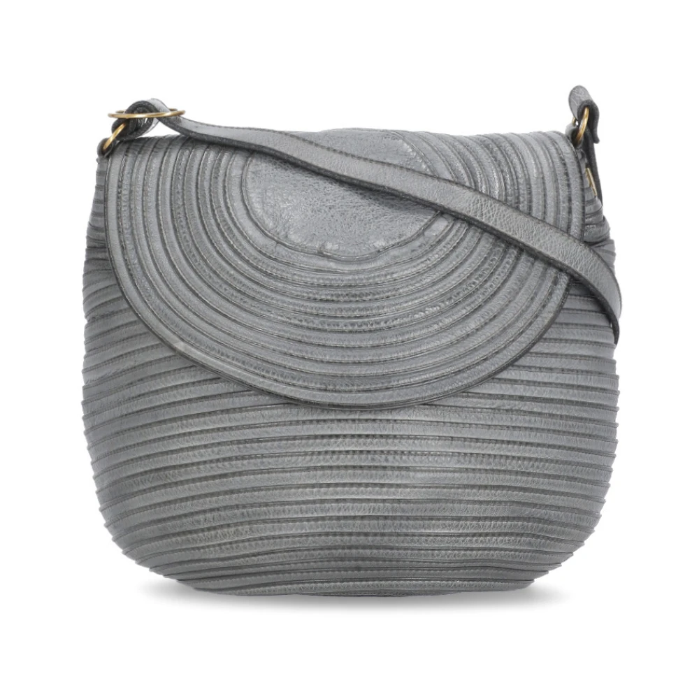 Majo Grijze Leren Schoudertas met Klep Gray Dames