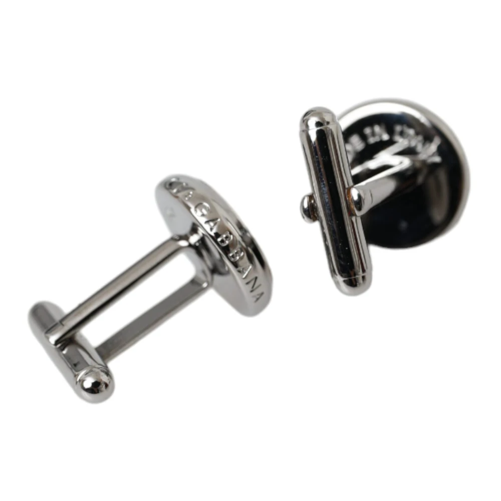 Dolce & Gabbana Prachtige Logo Details Zilveren Manchetknopen Gray Heren