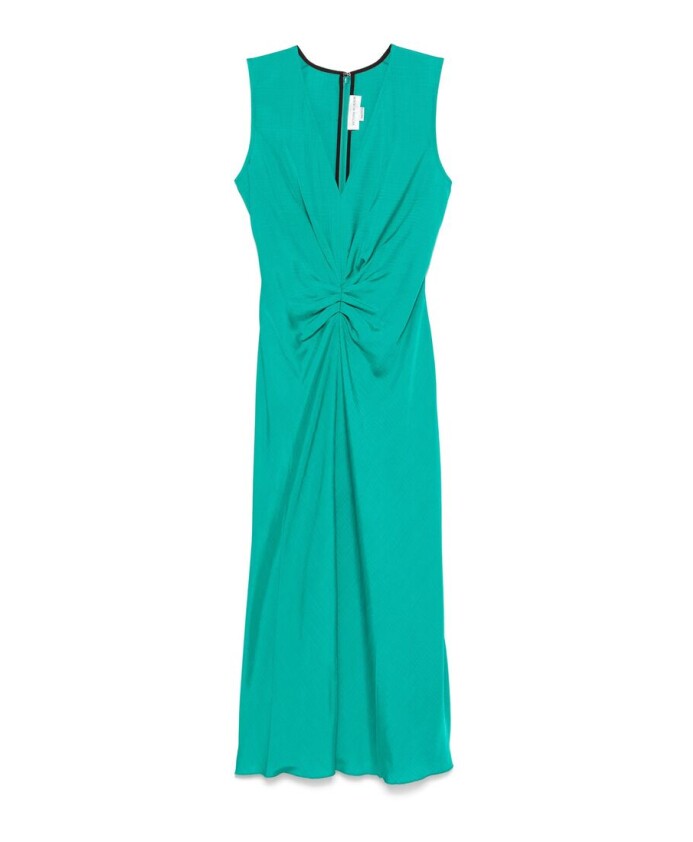 robe-vert-sarcelle-a-col-en-v-avec-details-plisses