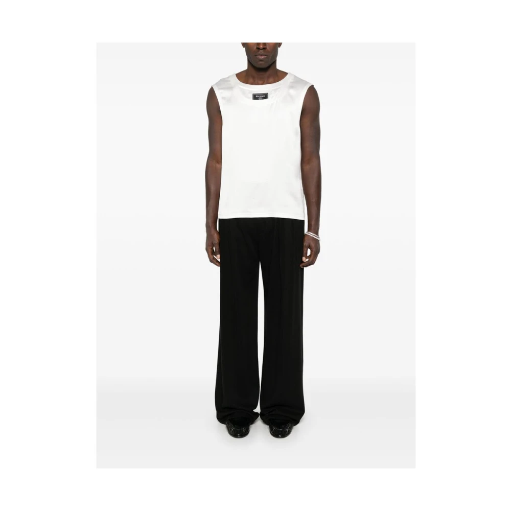 Balmain Witte Gelaagde Trui met Logopatch White Heren