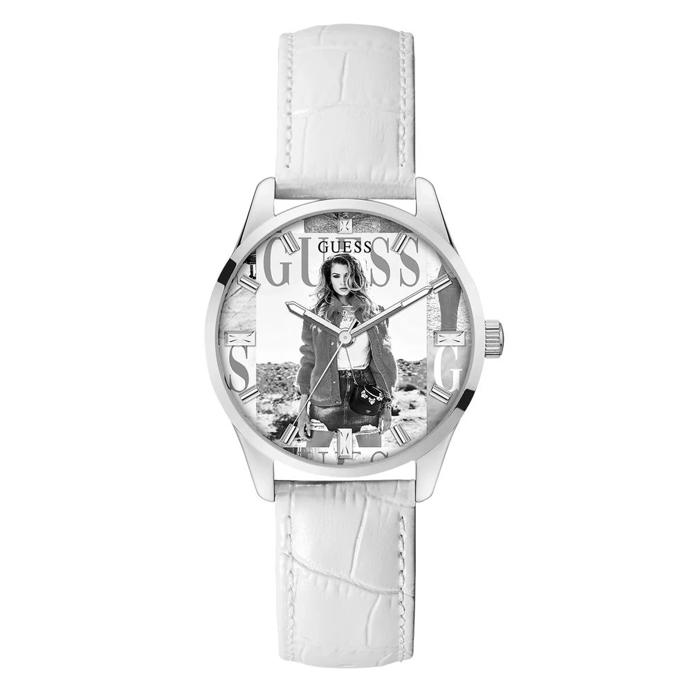 Guess Women's White Leather Quartz Analog Watch