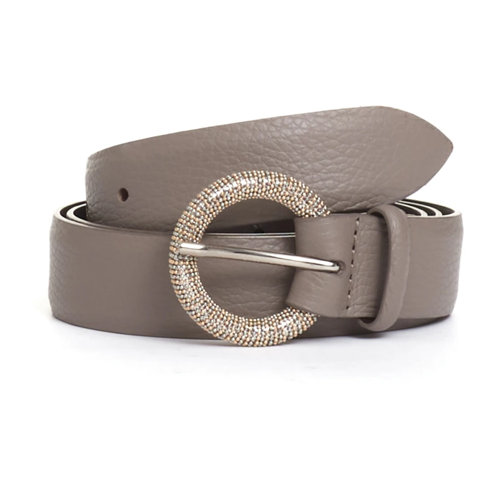 Orciani Beige Ronde Gesp Leren Riem Beige Dames