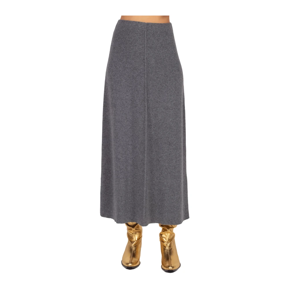 Semicouture Grijze Gebreide A-Lijn Maxi Rok Gray Dames