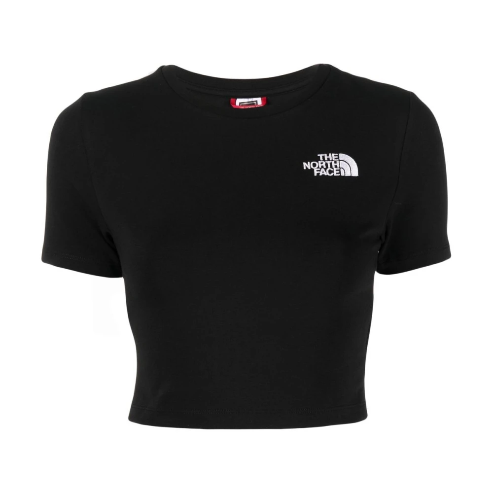 The North Face Zwart Katoenen Geborduurd Logo T-shirt Black Dames