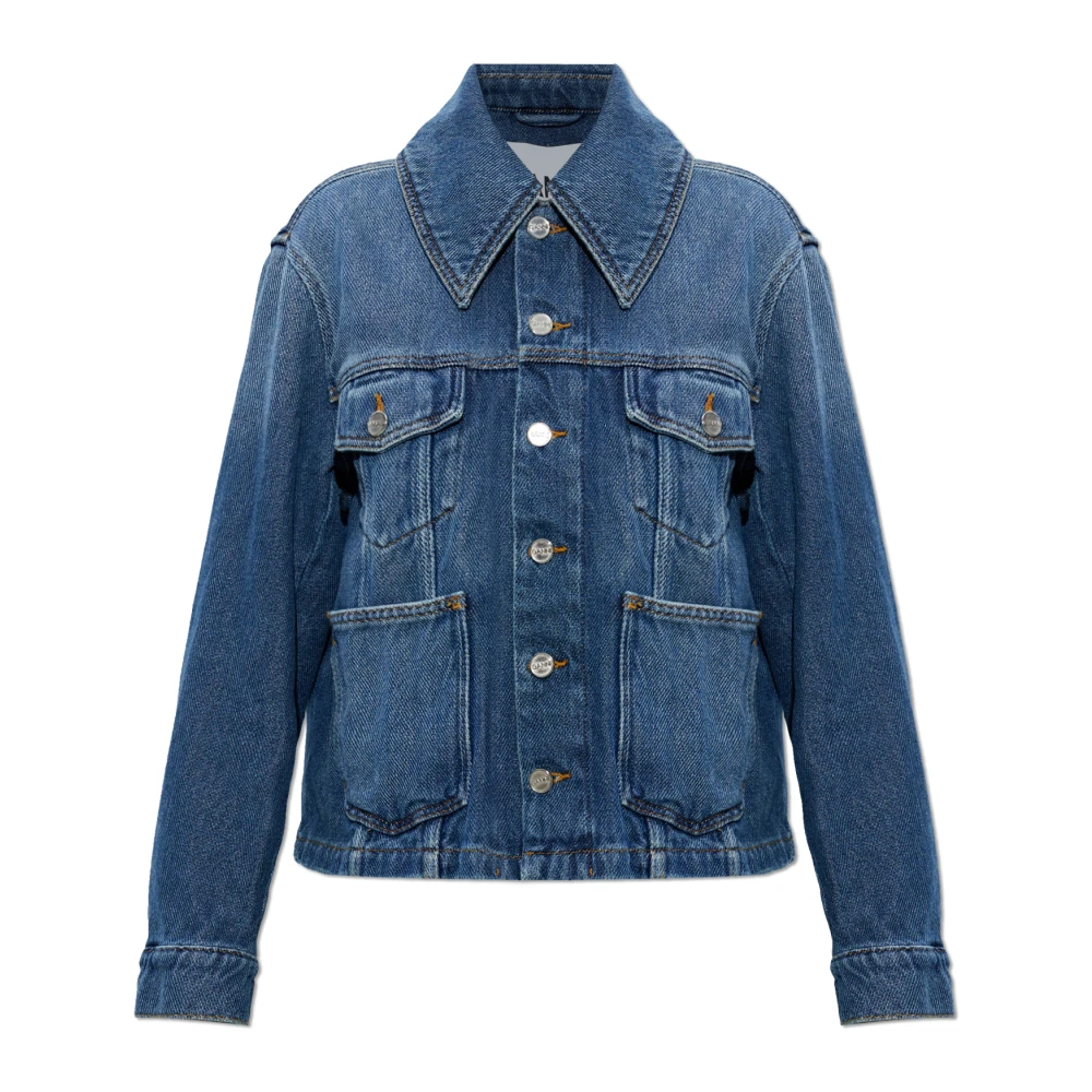 Ganni Women's Blue Denim Jacket With Pockets