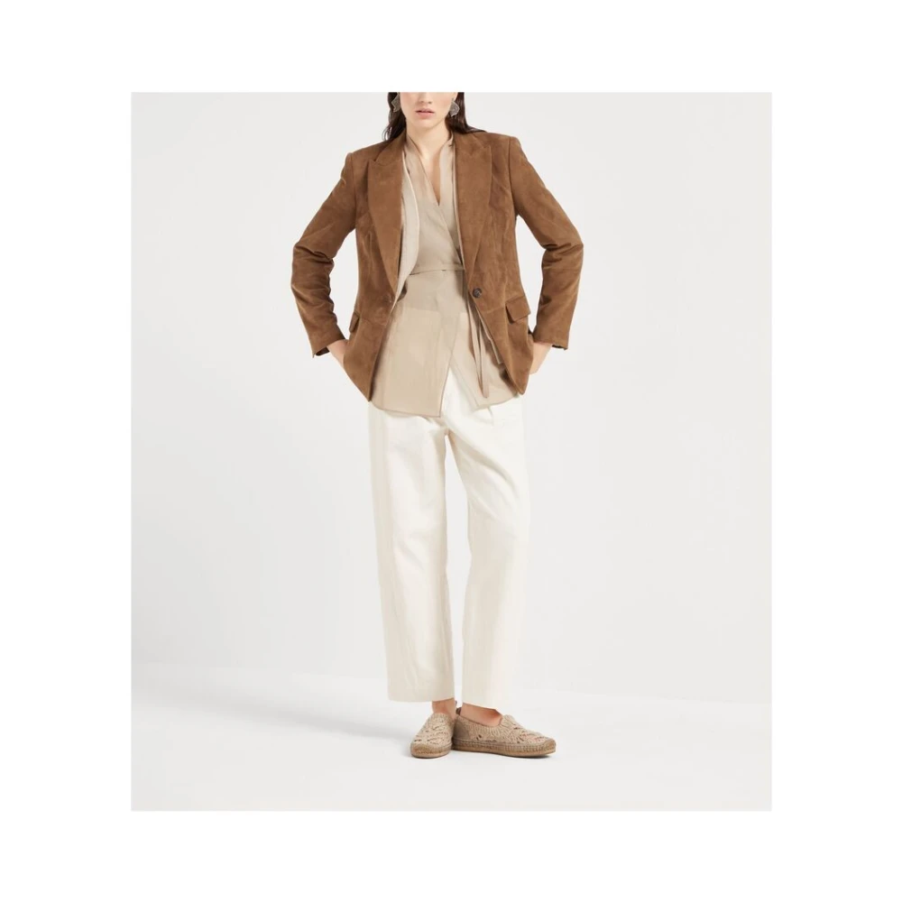 BRUNELLO CUCINELLI Bruine Geknoopte Jas met Zakken Brown Dames