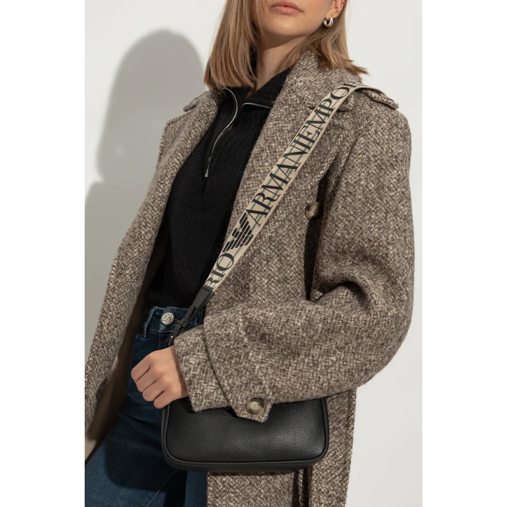 Emporio Armani Schoudertas met bedrukt logo Black Dames