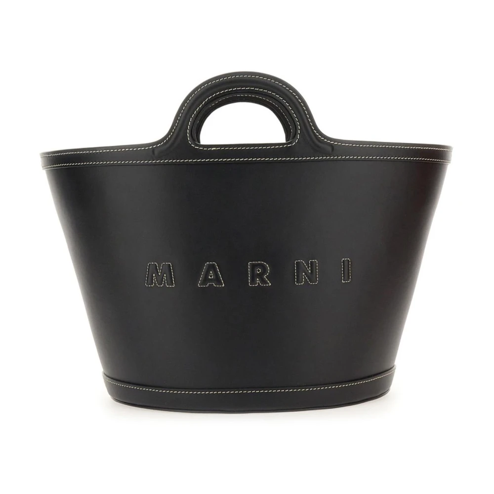 Marni Women's Black Oval Shaped Top Handle Bag - Shopping Bags - One Size - Bags