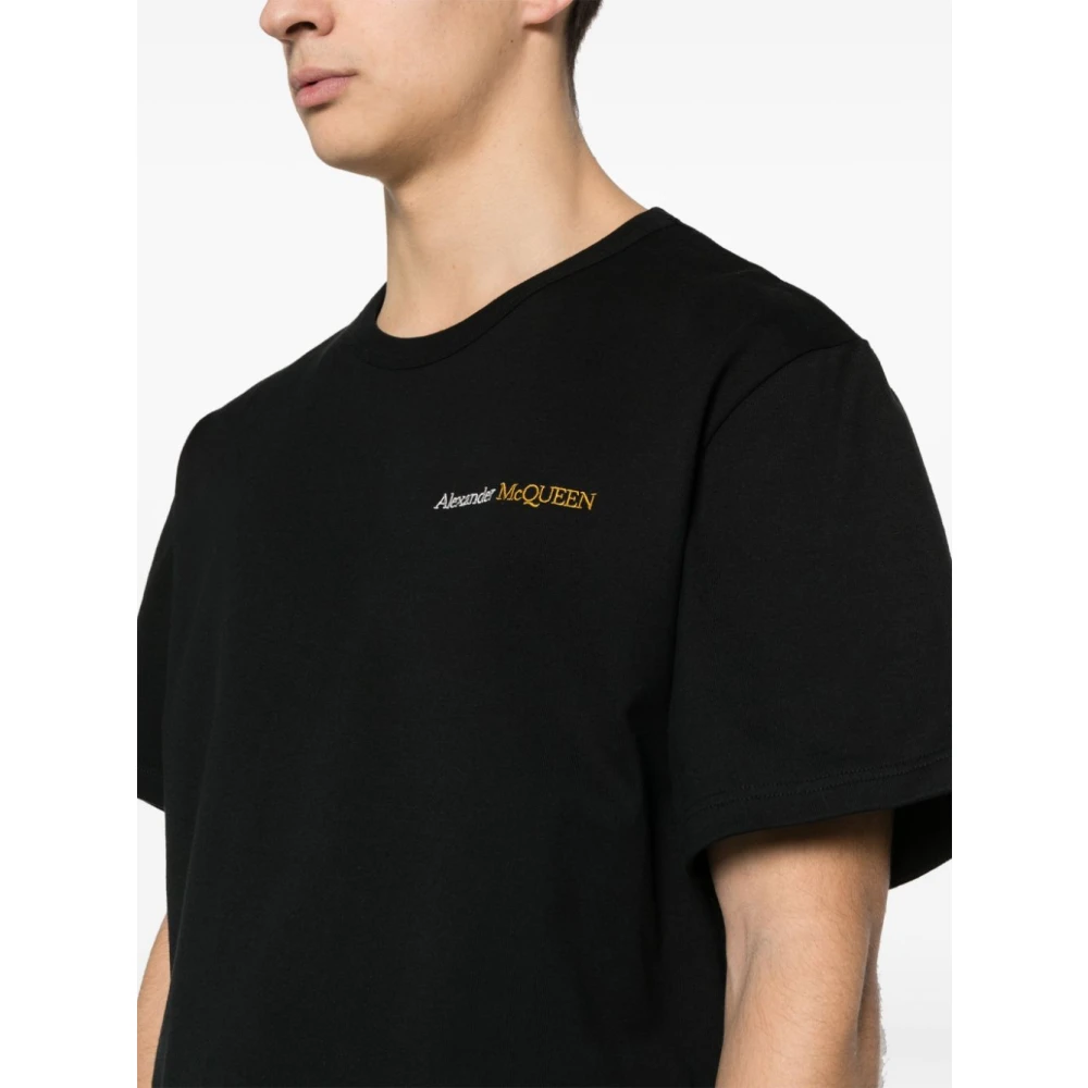 alexander mcqueen Zwart Geborduurd Logo T-shirts en Polos Black Heren