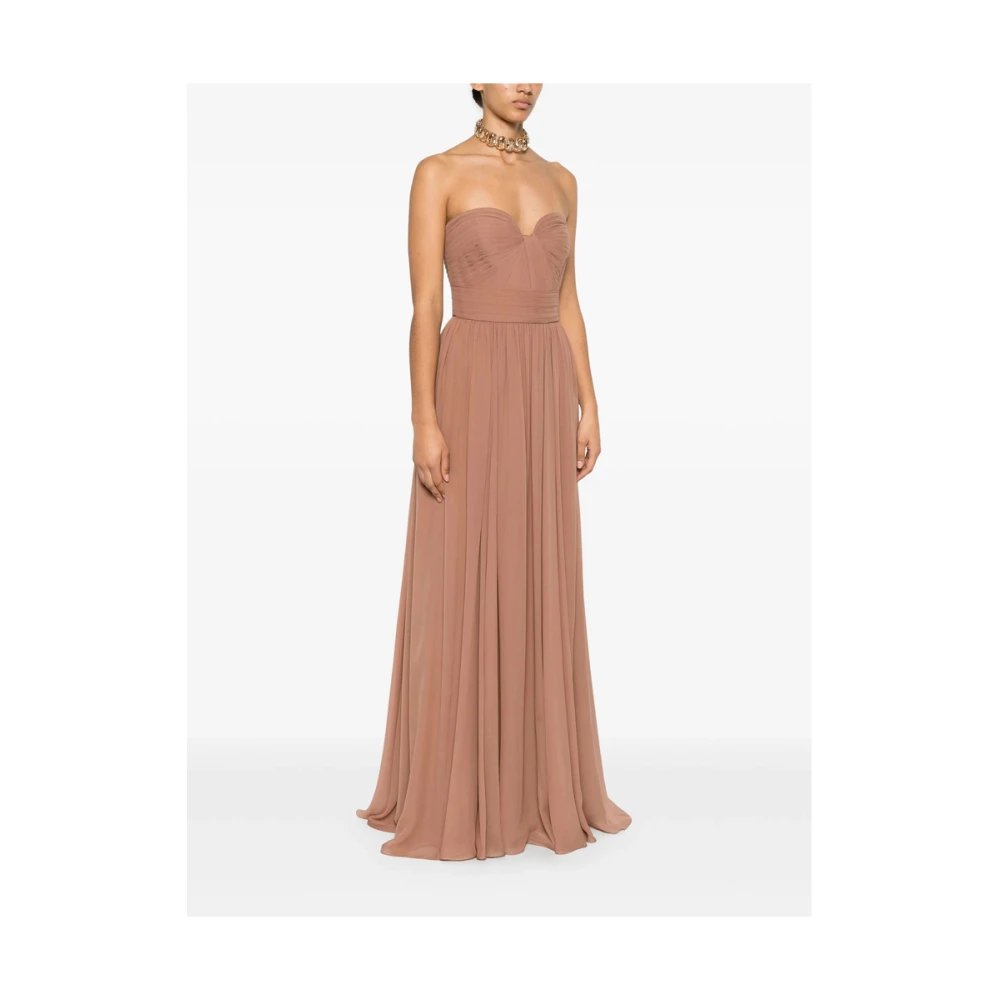Elie Saab Bruine Halternek Jurk met Cape Inzet Brown Dames