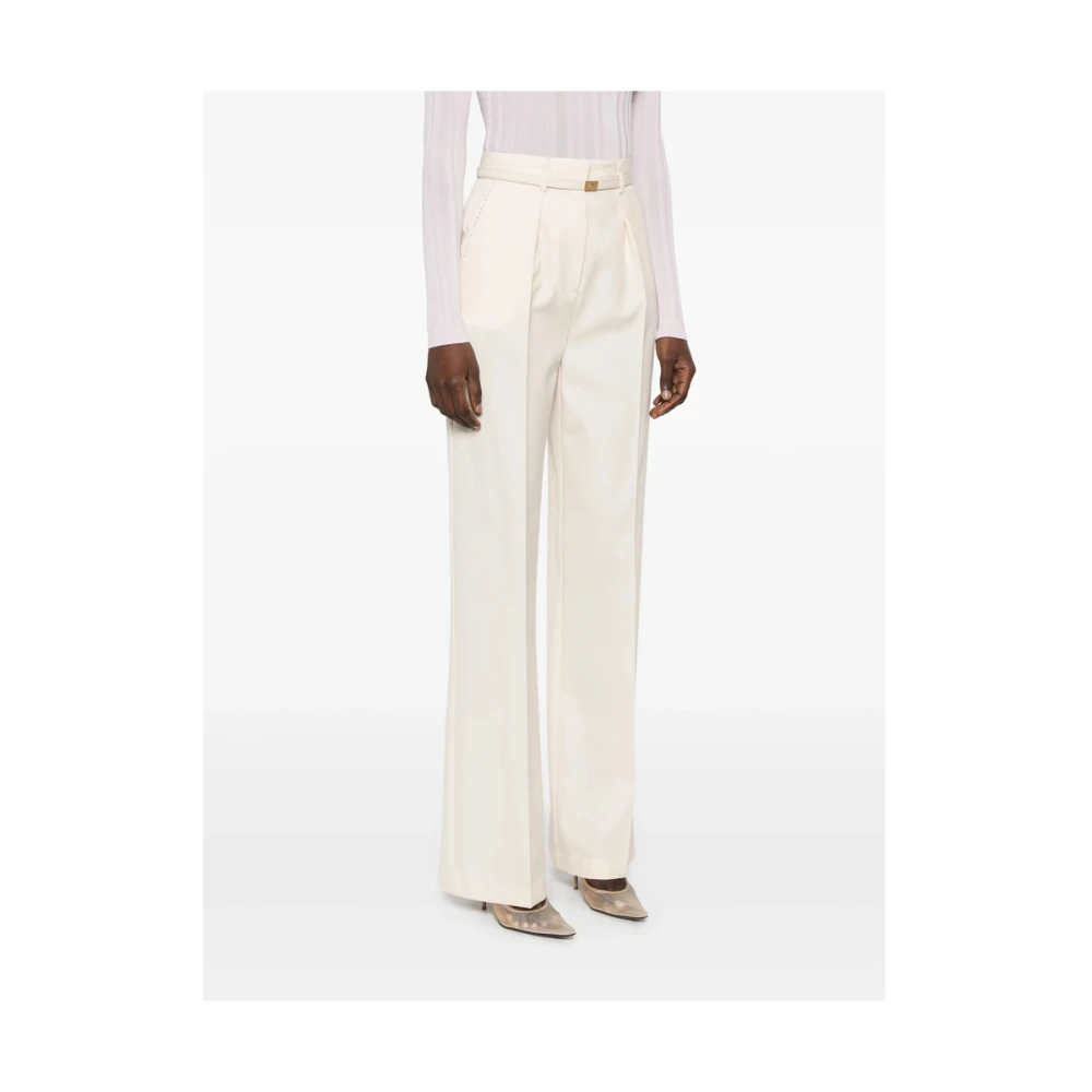Elisabetta Franchi Beige Broek met Zakken en Knopen White Dames
