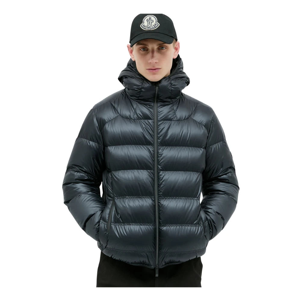 Moncler Matte Finish Donsjas met Capuchon Blue Heren