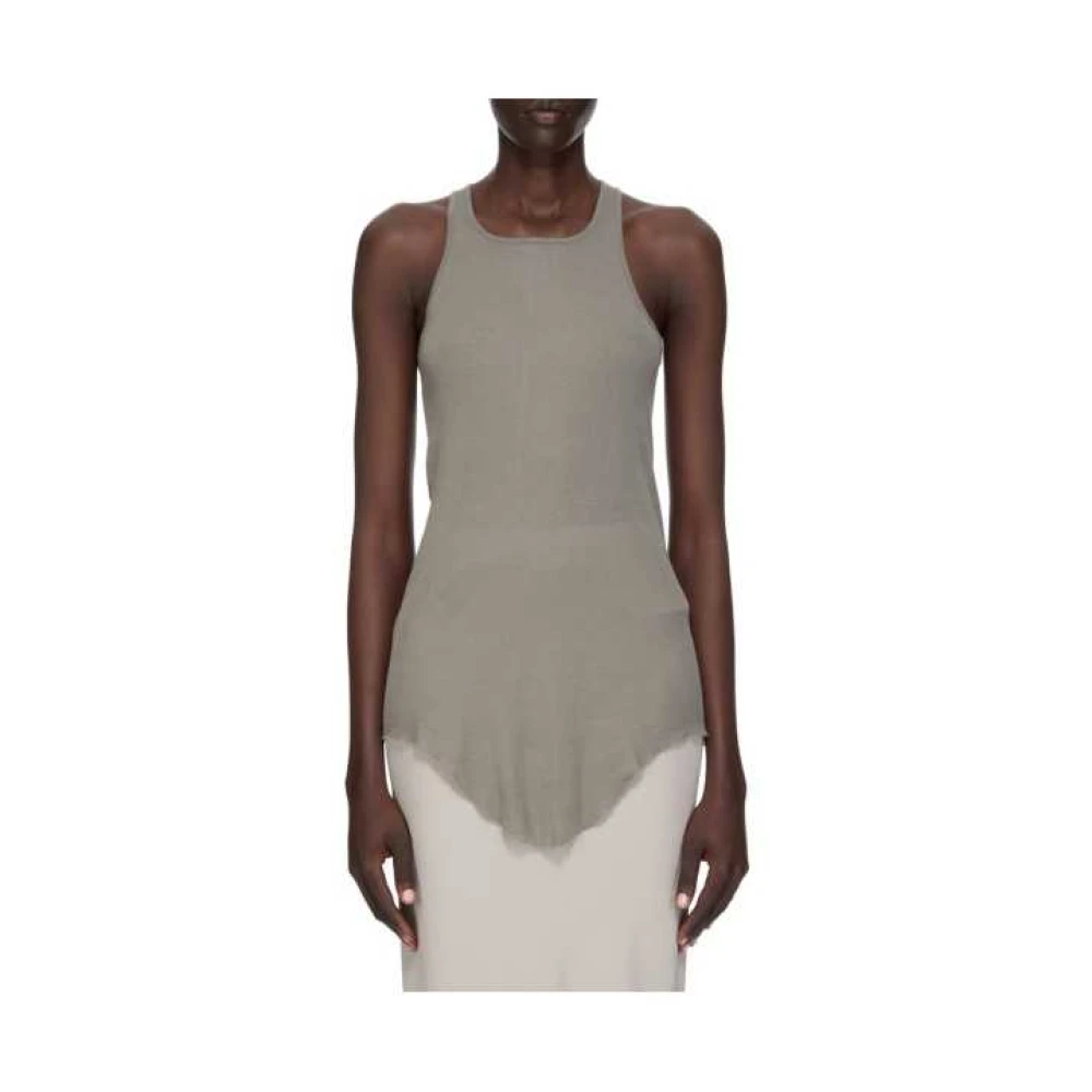 Rick Owens Women's Gray Sleeveless Tops, Xs, Basic Rib Tank