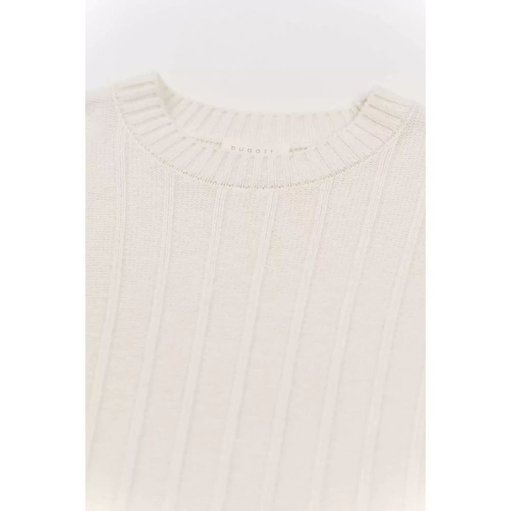 Bugatti Verticaal Gestreepte Gebreide Trui White Dames