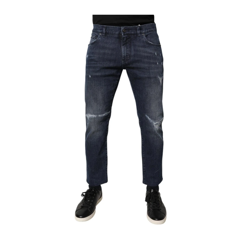 Dolce & Gabbana Men's Blue Skinny Denim Jeans With Logo