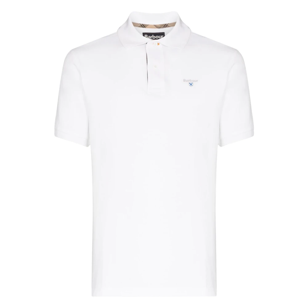 Barbour White Polo Shirts, Male, Xl, Tartan Pique Polo Shirt
