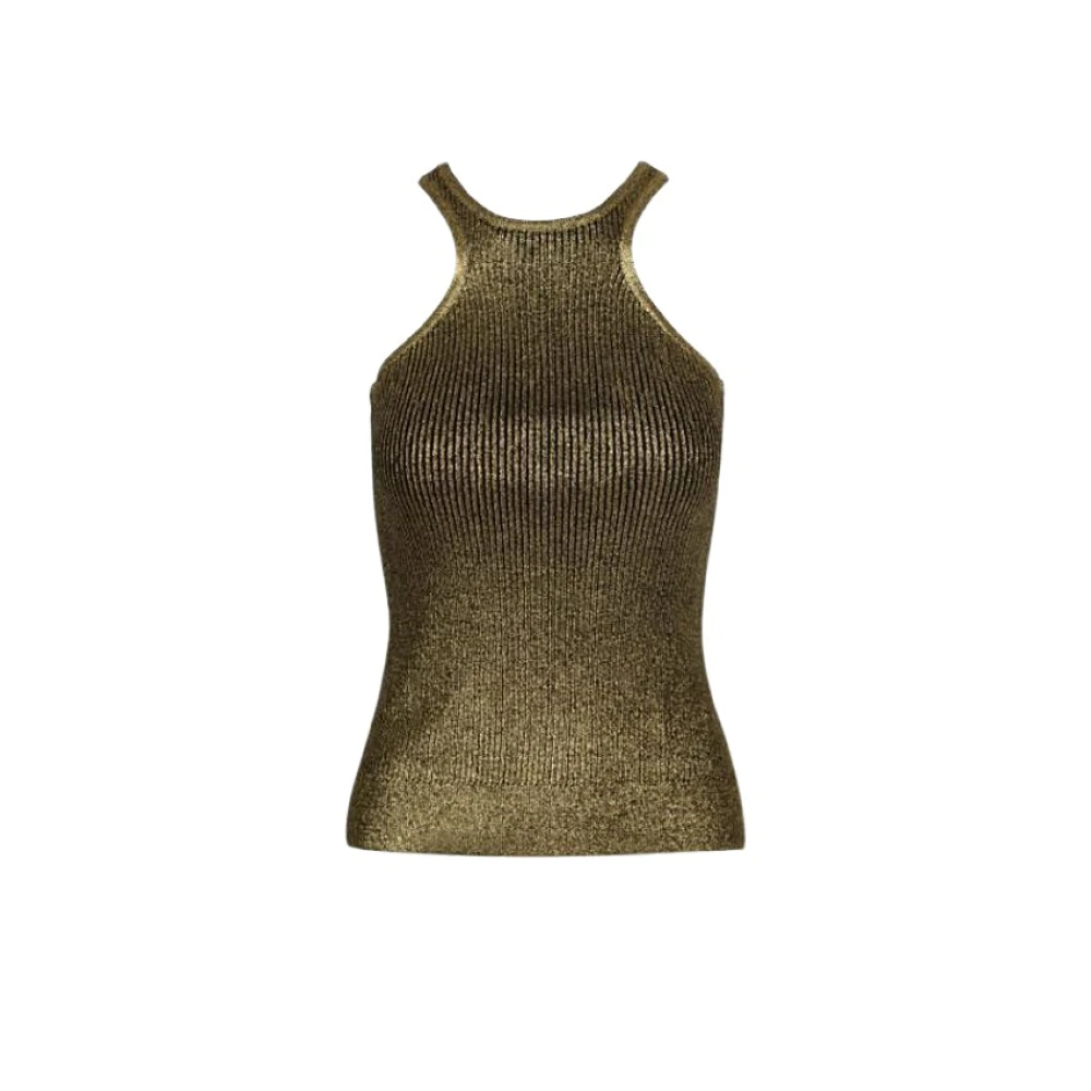 Barbara Bui Metallic Stickad Tank Top Green, Dam