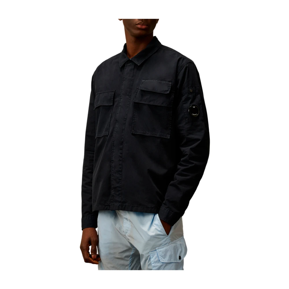 C.P. Company Moderne witte rits-voorkant casual overhemd Blue Heren
