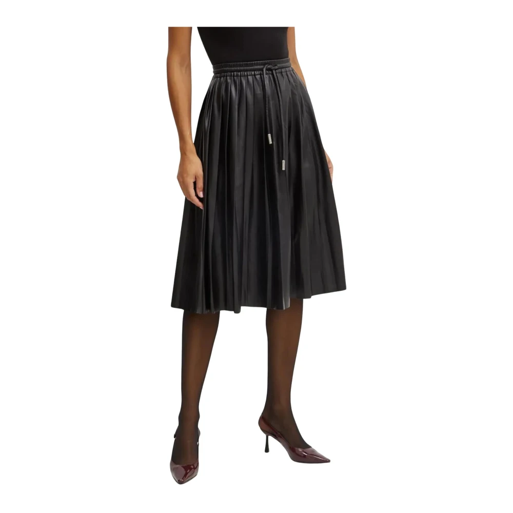 Silvian Heach Zwarte Geplooide Midi Rok Black Dames