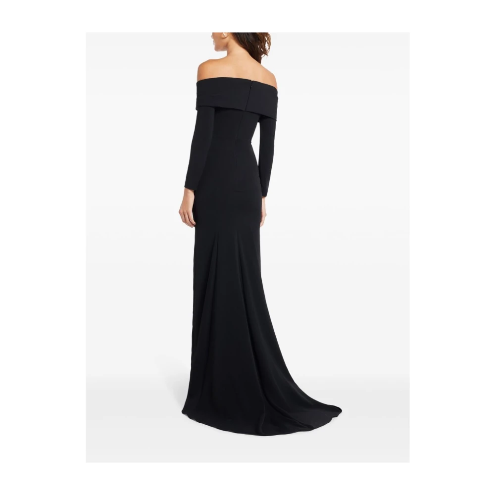 Solace London Zwarte Off-Shoulder Jurk Tot Op De Grond Black Dames