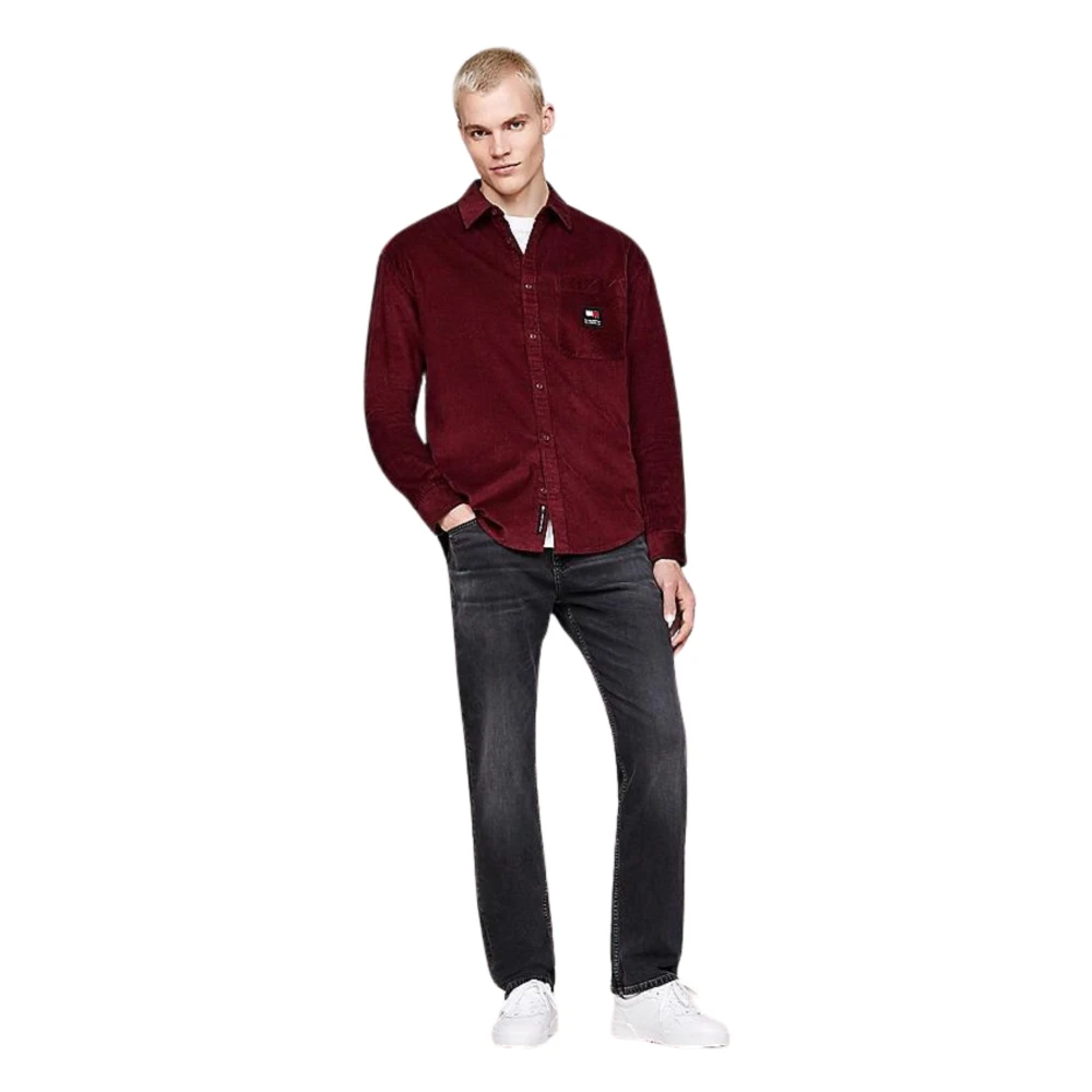 Tommy Hilfiger Bordeaux Corduroy Relaxed Fit Overhemd Red Heren