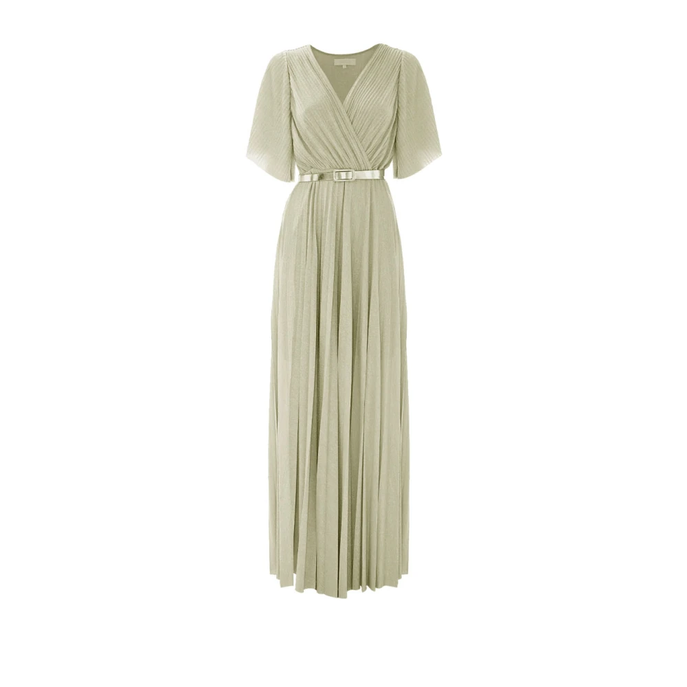 Kocca Lange Viscose Jurk met Metalen Riem Green Dames