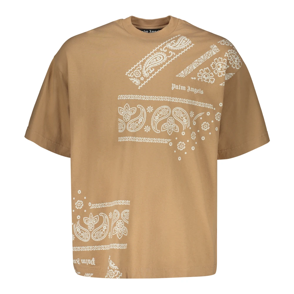 Palm Angels Maxi Print Katoenen T-shirt Beige Heren