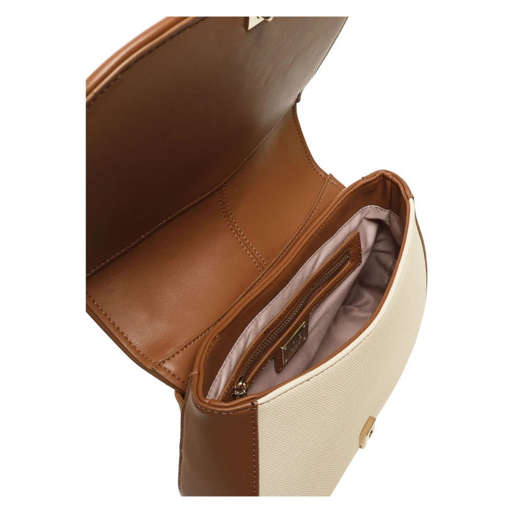 V73 Beige Crossbody Tas met Hangslot Sluiting Beige Dames