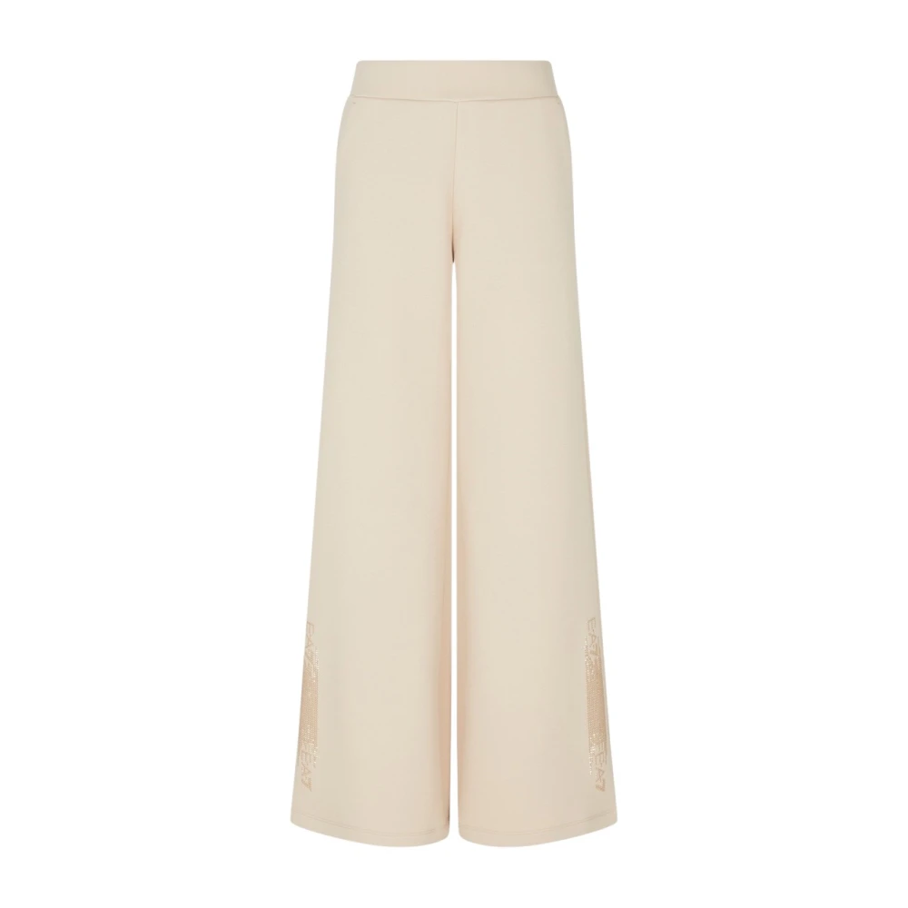 Emporio Armani Ea7 Women's Beige Sporty Black Trousers For Men - Wide Trousers - Xs - Trousers